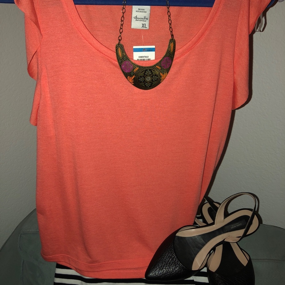 Coral flutter sleeve tee - American Rag NWT - Picture 3 of 3